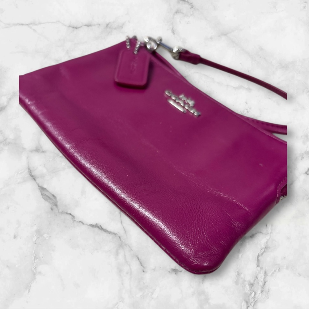 Coach Fuchsia Leather Wristlet - Picture 3 of 6